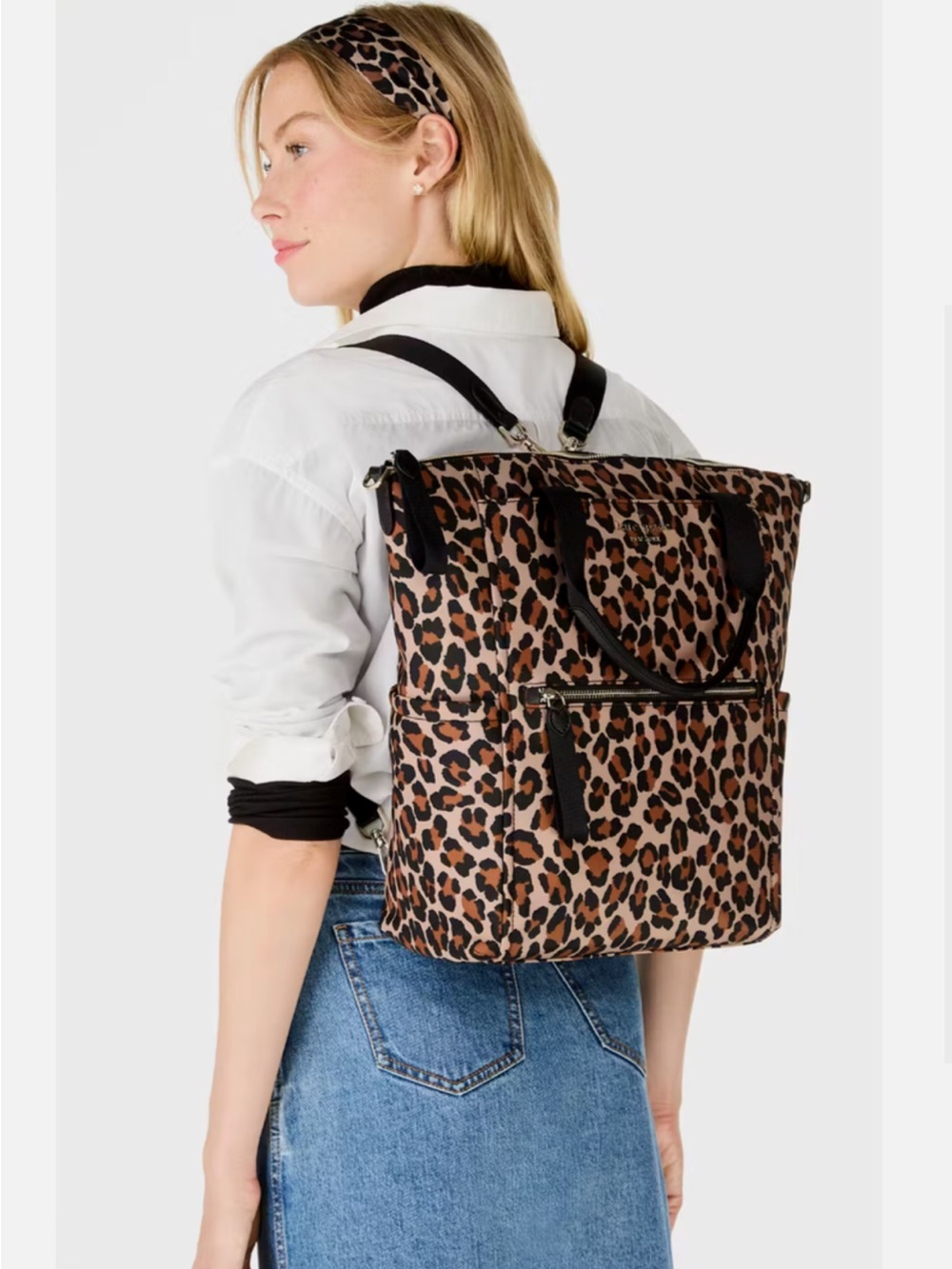 Leopard Print Tote Backpack - Women Bags